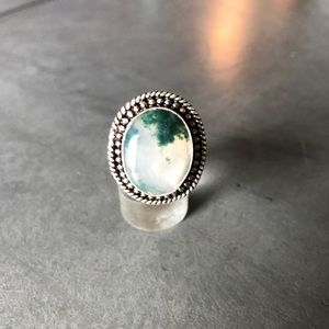 Moss Quartz silver .925 ring Sz 6